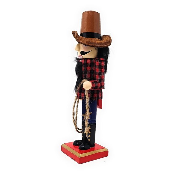 Cowboy Western Lasso Christmas Wood 10" Nutcracker - Picture 3 of 4
